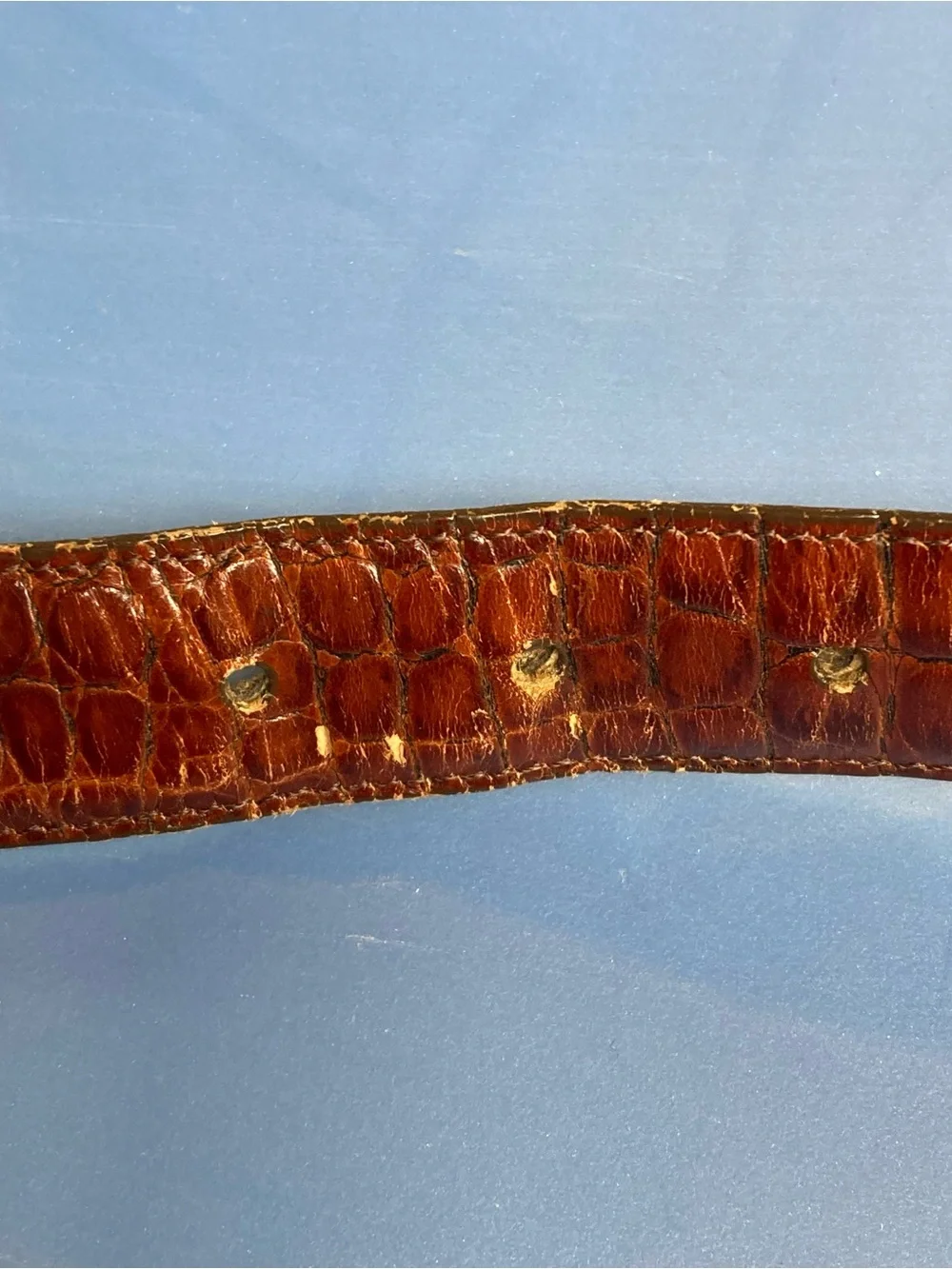 Jos. A. Bank Brown Croc-Embossed Leather Belt with Gold Brass Buckle